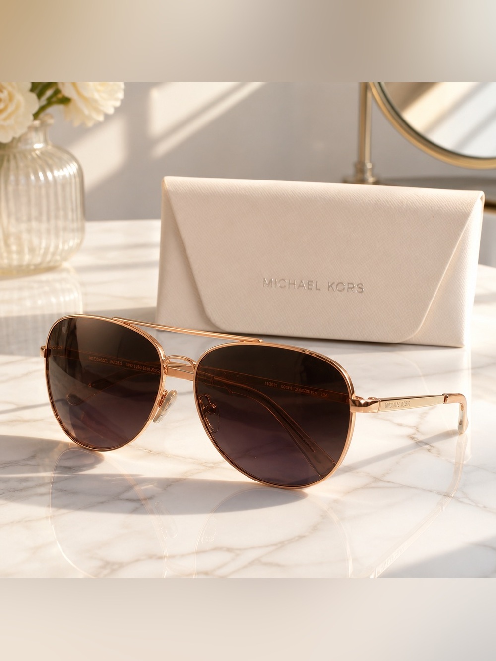 Michael Kors Gradient Rose Gold Aviator Sunglasses